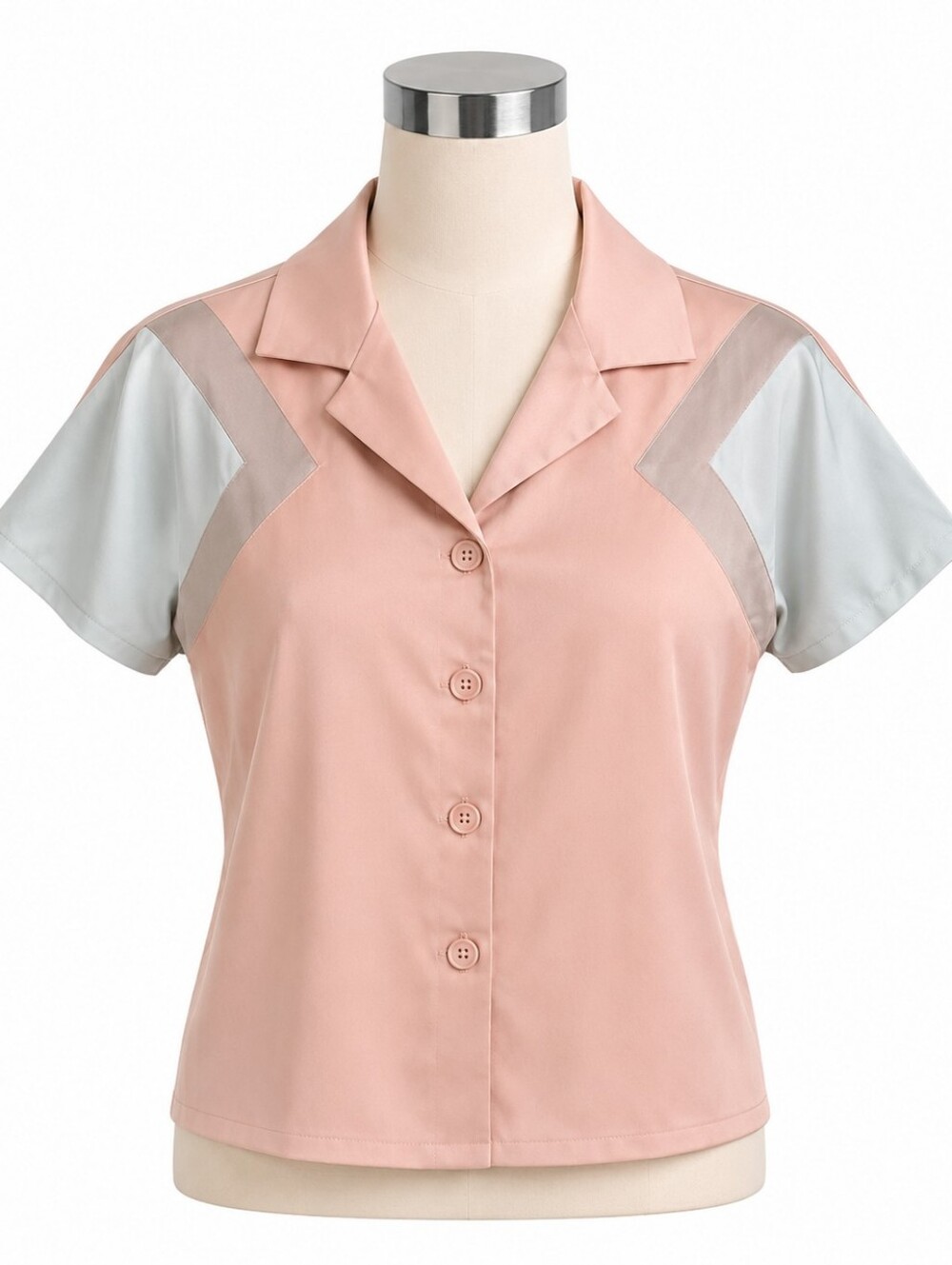 Astro Bettie 1940's Reproduction Tri-Tone Colorblock Work Blouse M Retro Bowling